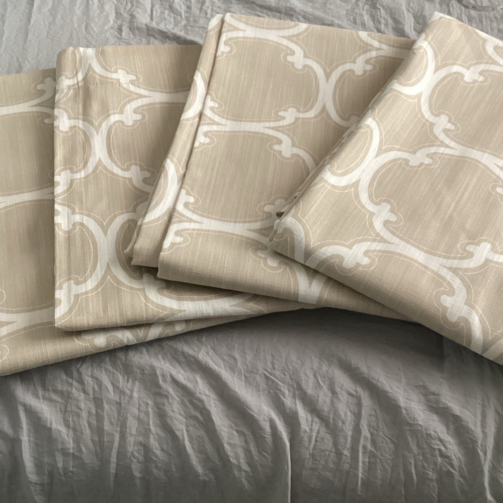 Max Studio Tan and White Design Curtains